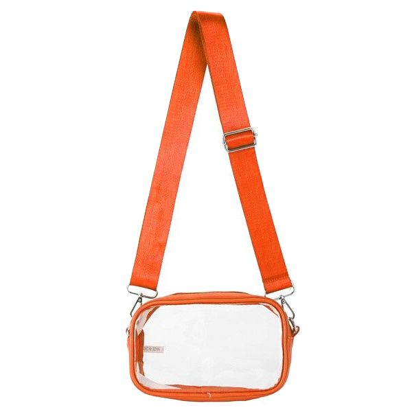 Game Day Clear Rectangle Crossbody Bag-Orange