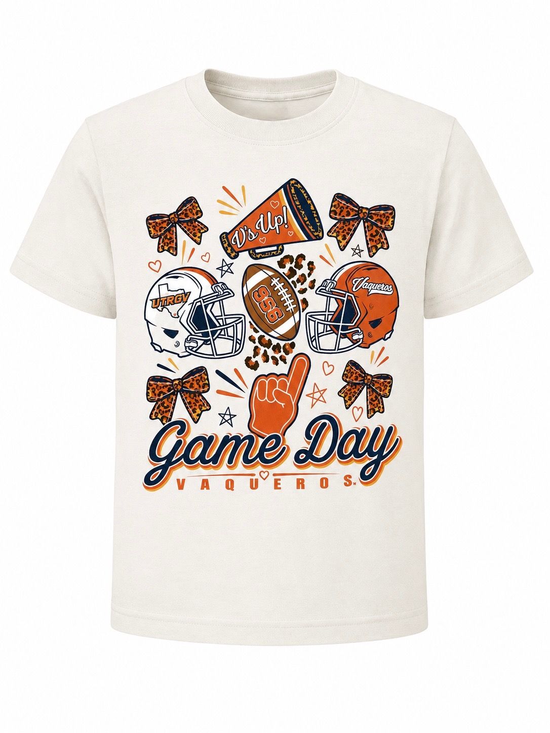Youth Game Day Bow Grid T-Shirt - Natural