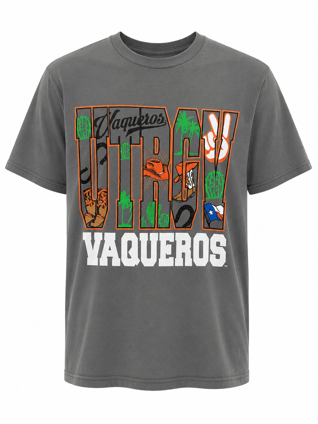 UTRGV Vaqueros Outline T-Shirt - Charcoal