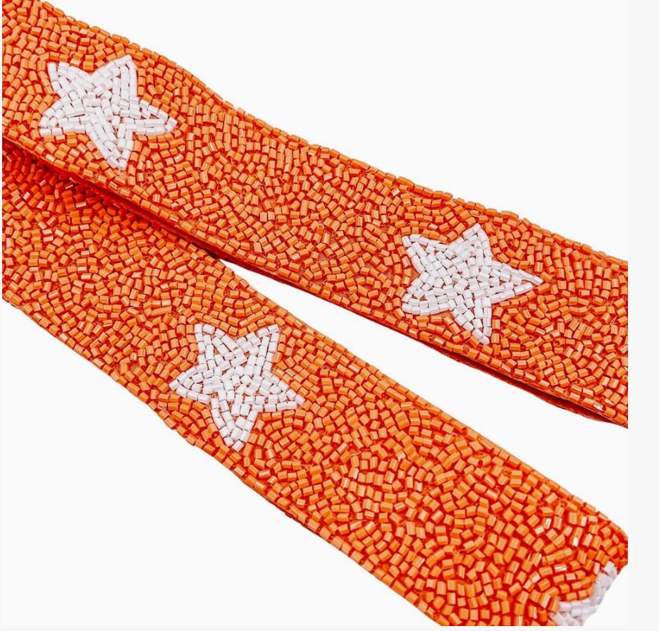 Star Beaded Bag Strap - Orange