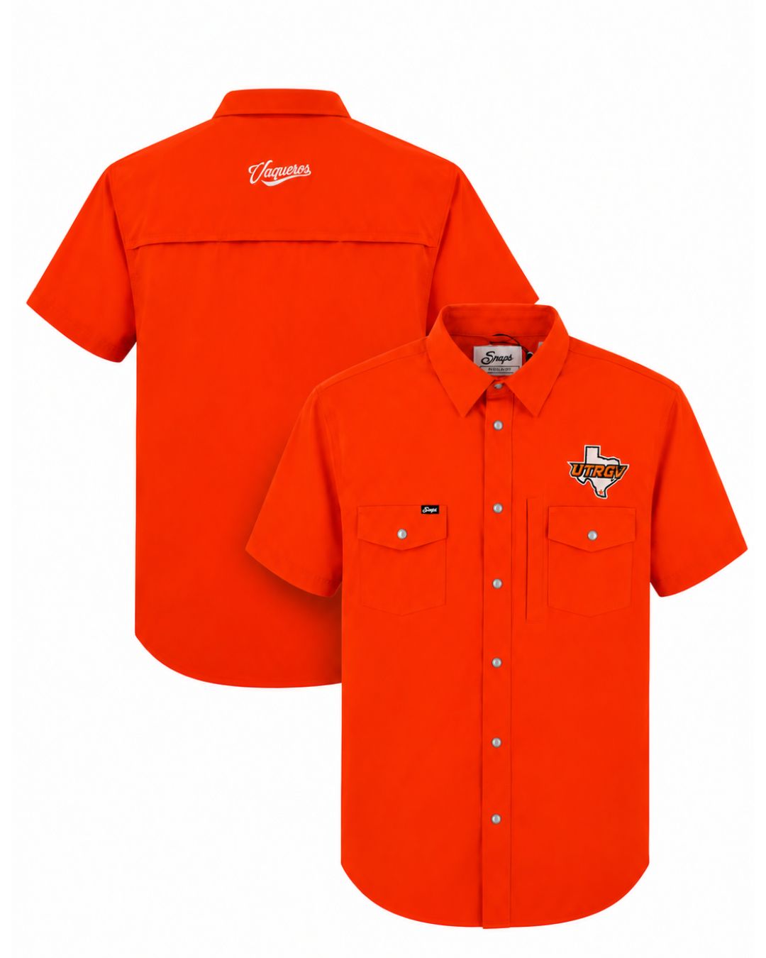 UTRGV Tailgater Pearl Snap Button Short Sleeve - Orange