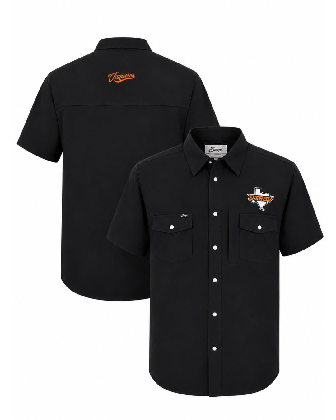 UTRGV Tailgater Pearl Snap Button Short Sleeve - Black