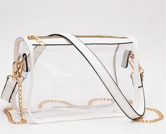 Clear Rectangle Stadium Concert Crossbody Bag - White