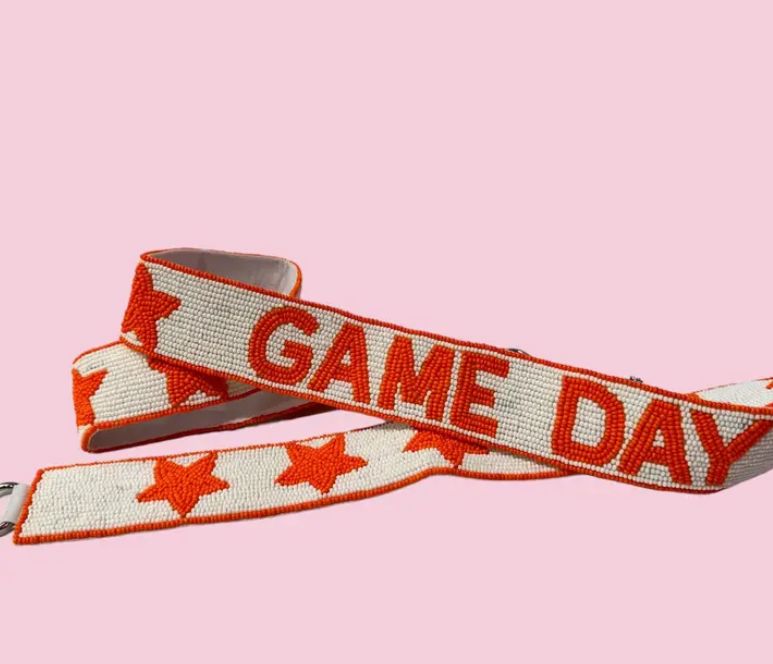 Bright Orange Game Day Beaded Bag Strap