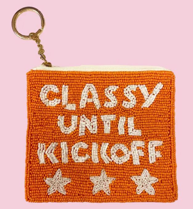 Classy Until Kickoff Beaded Pouch