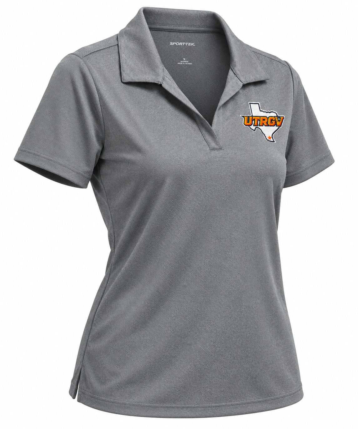 Ladies UTRGV/TX V Neck Polo - Graphite