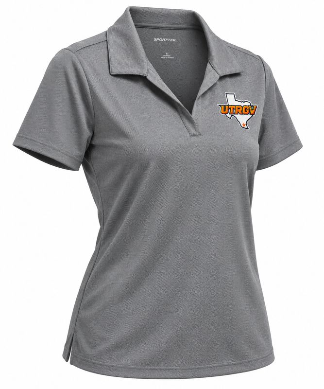 Ladies UTRGV/TX V Neck Polo - Graphite