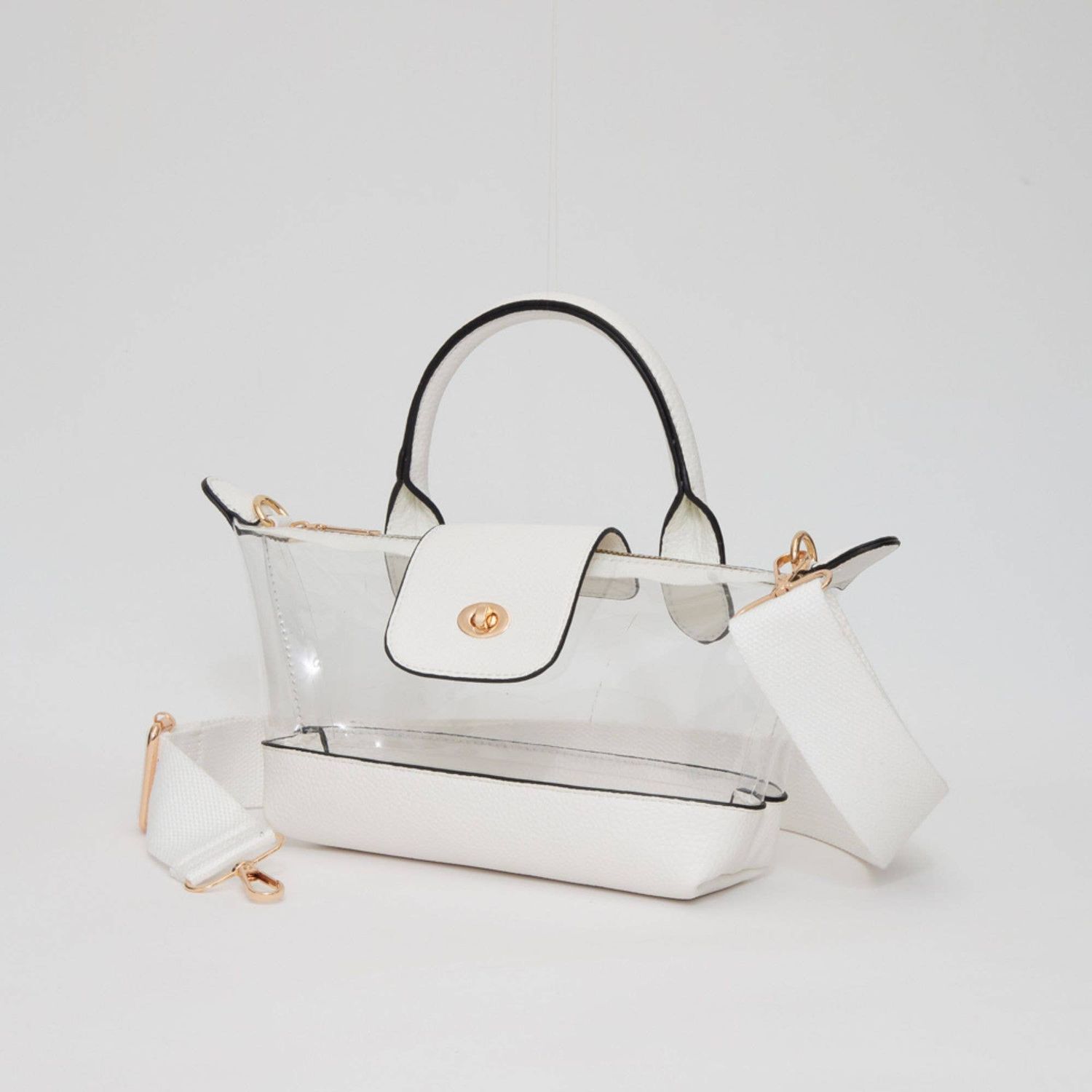 Game Day Stadium Satchel Clear Bag: White