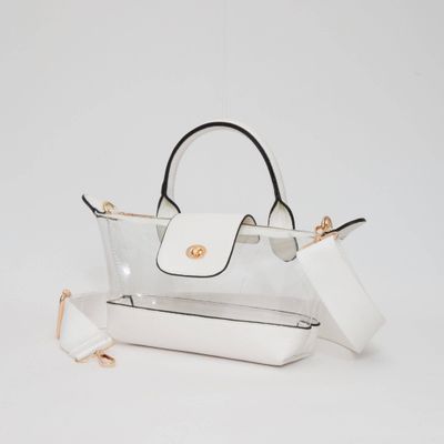 Game Day Stadium Satchel Clear Bag: White