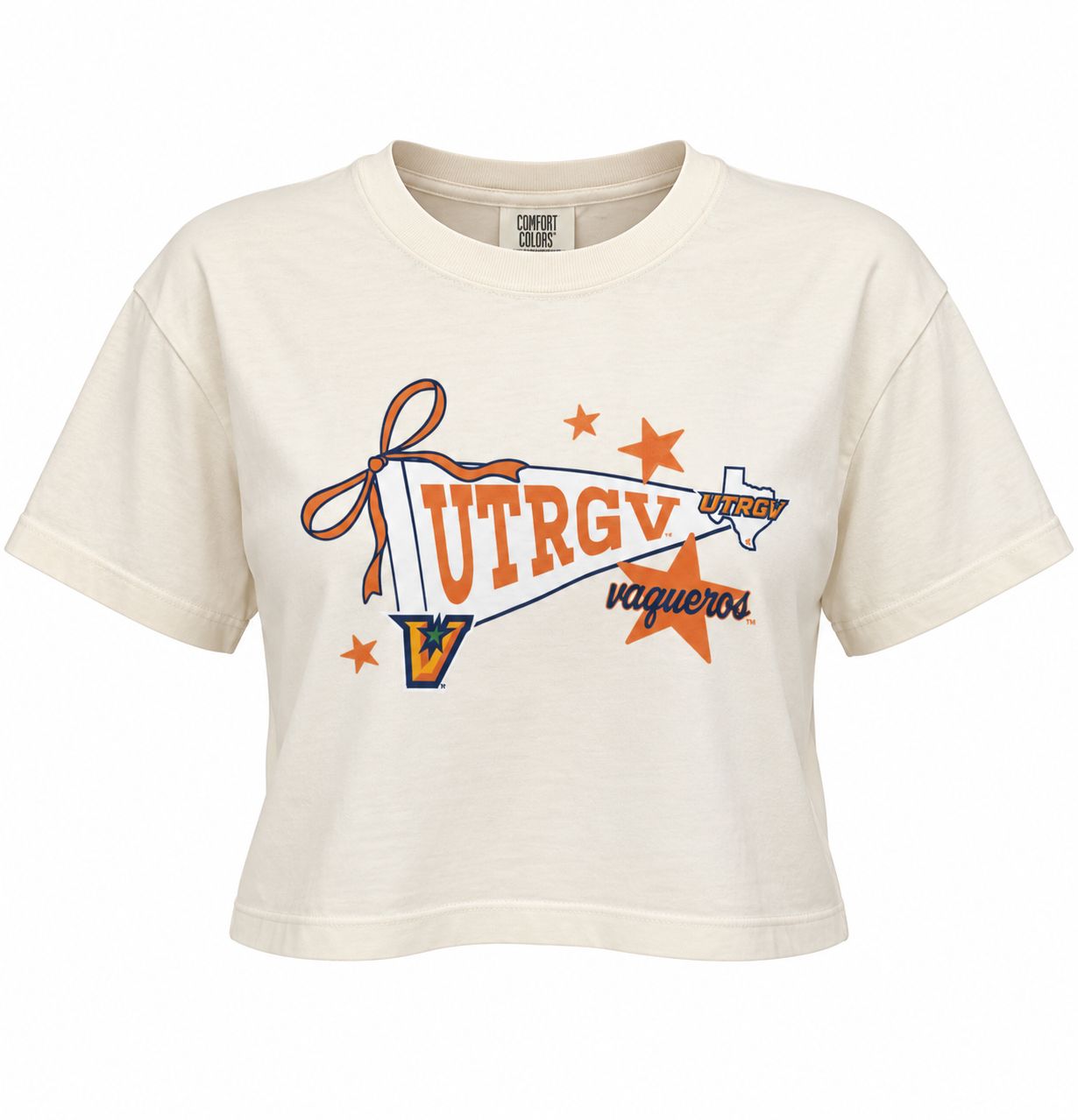 Ladies UTRGV Pennant Boxy Tee- Ivory