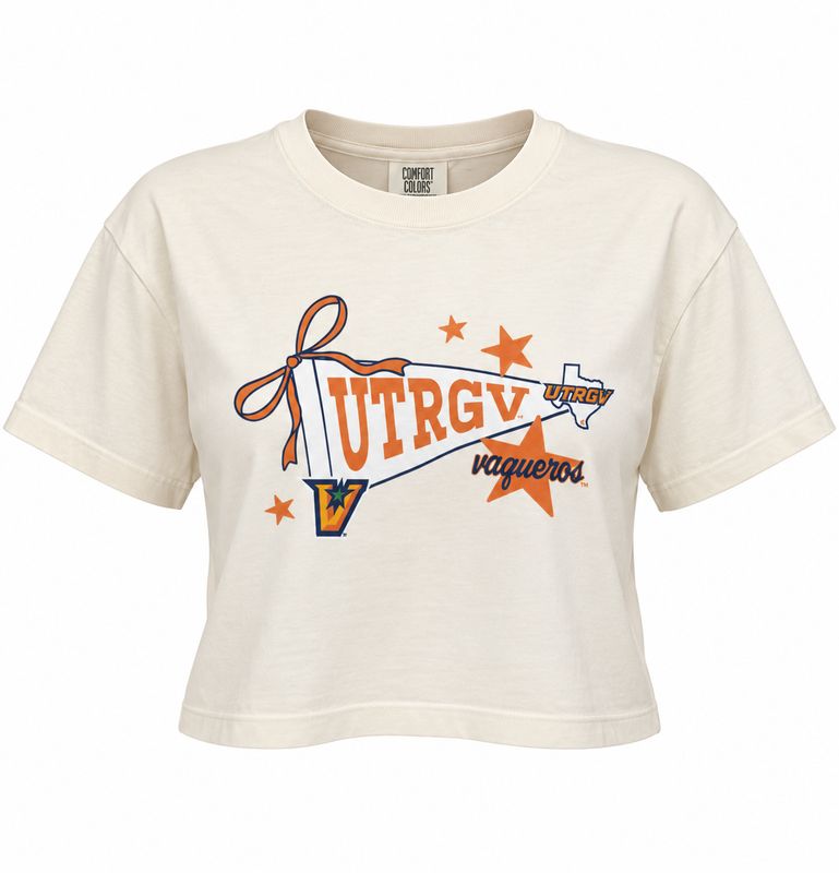 Ladies UTRGV Pennant Boxy Tee- Ivory