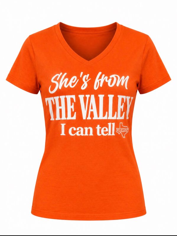 She's From the Valley Ladies V-Neck - Orange