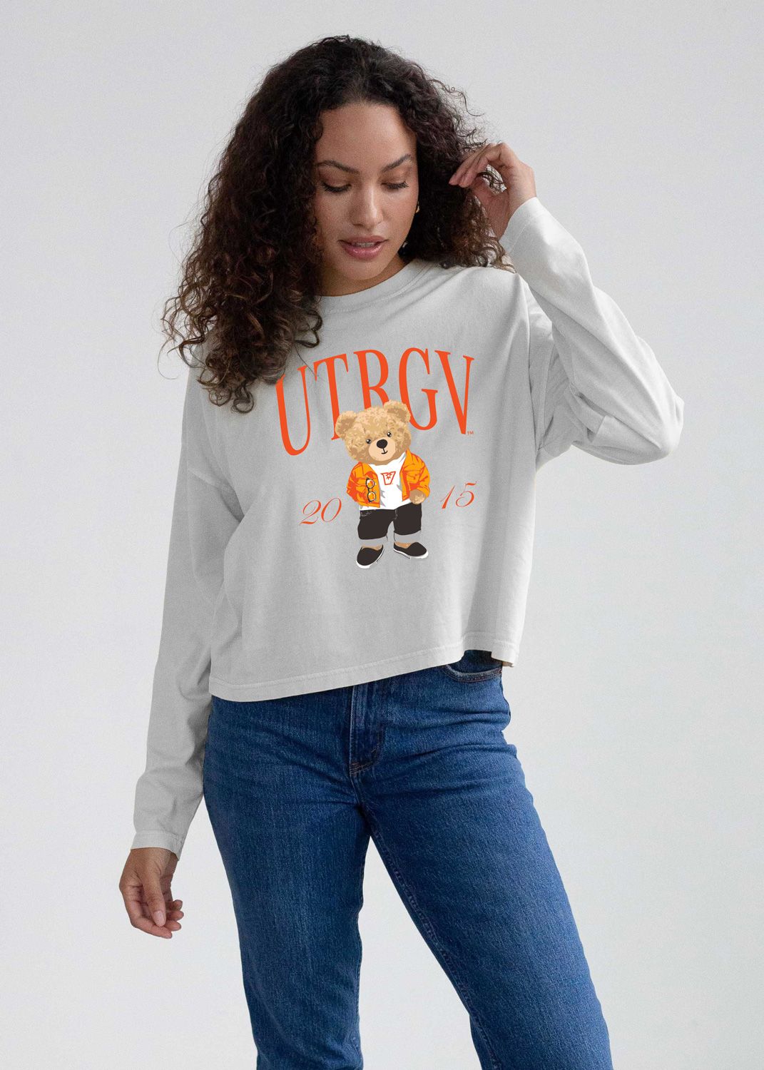 UTRGV Bear Long Sleeve - Stone Grey
