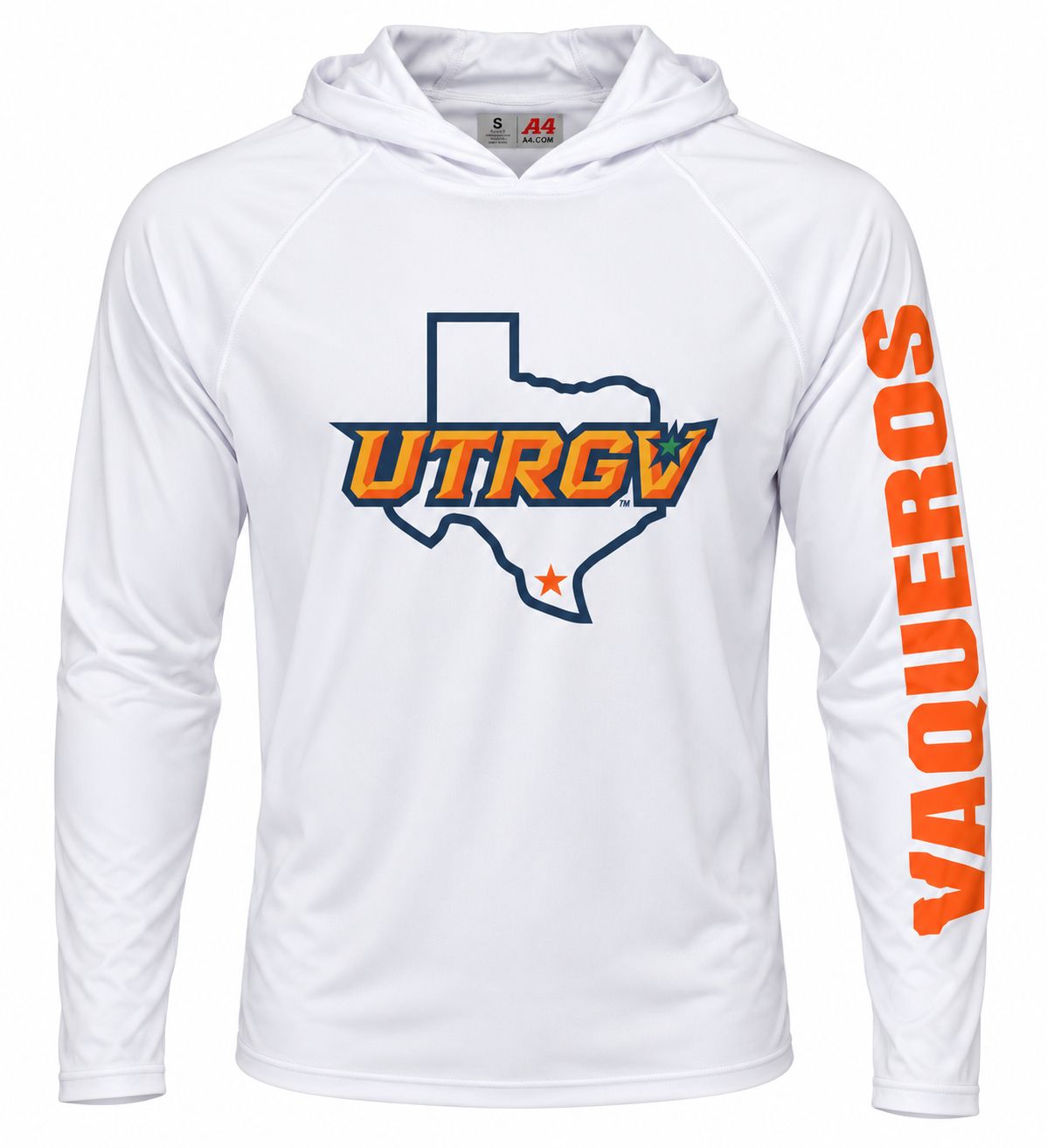UTRGV/TX Dri-Fit Long Sleeve Hoodie - White
