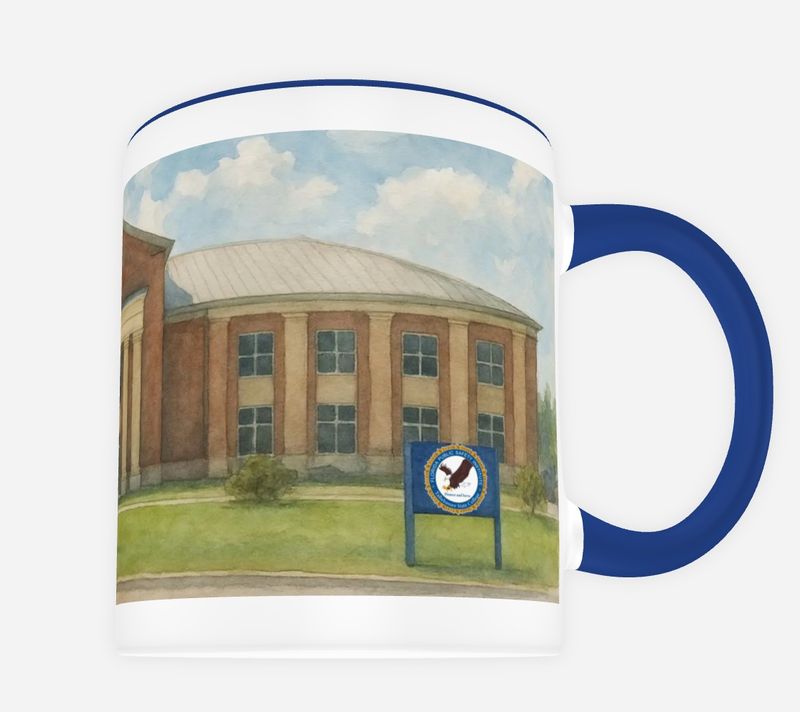 Coffee mug watercolor building