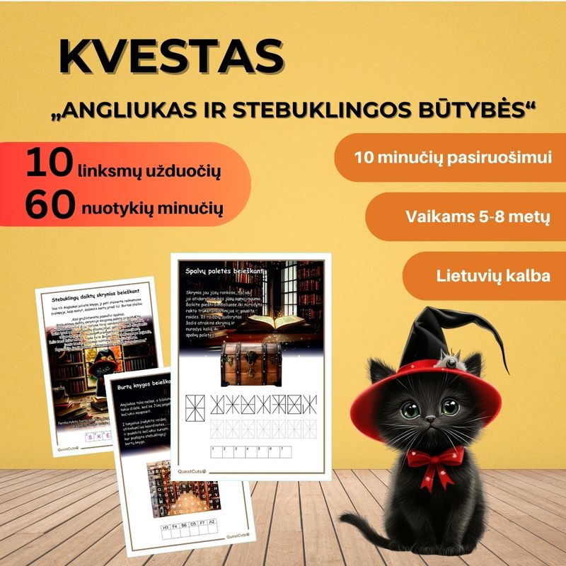 Kvestas &quot;Angliukas ir stebuklingos būtybės&quot;, lietuvių kalba, 5-8 metų vaikams (PDF failas)