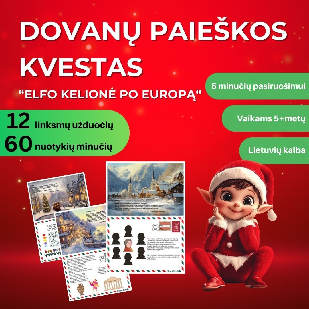 Dovanų paieškos kvestas „Elfo kelionė po Europą“, lietuvių kalba (PDF failas)