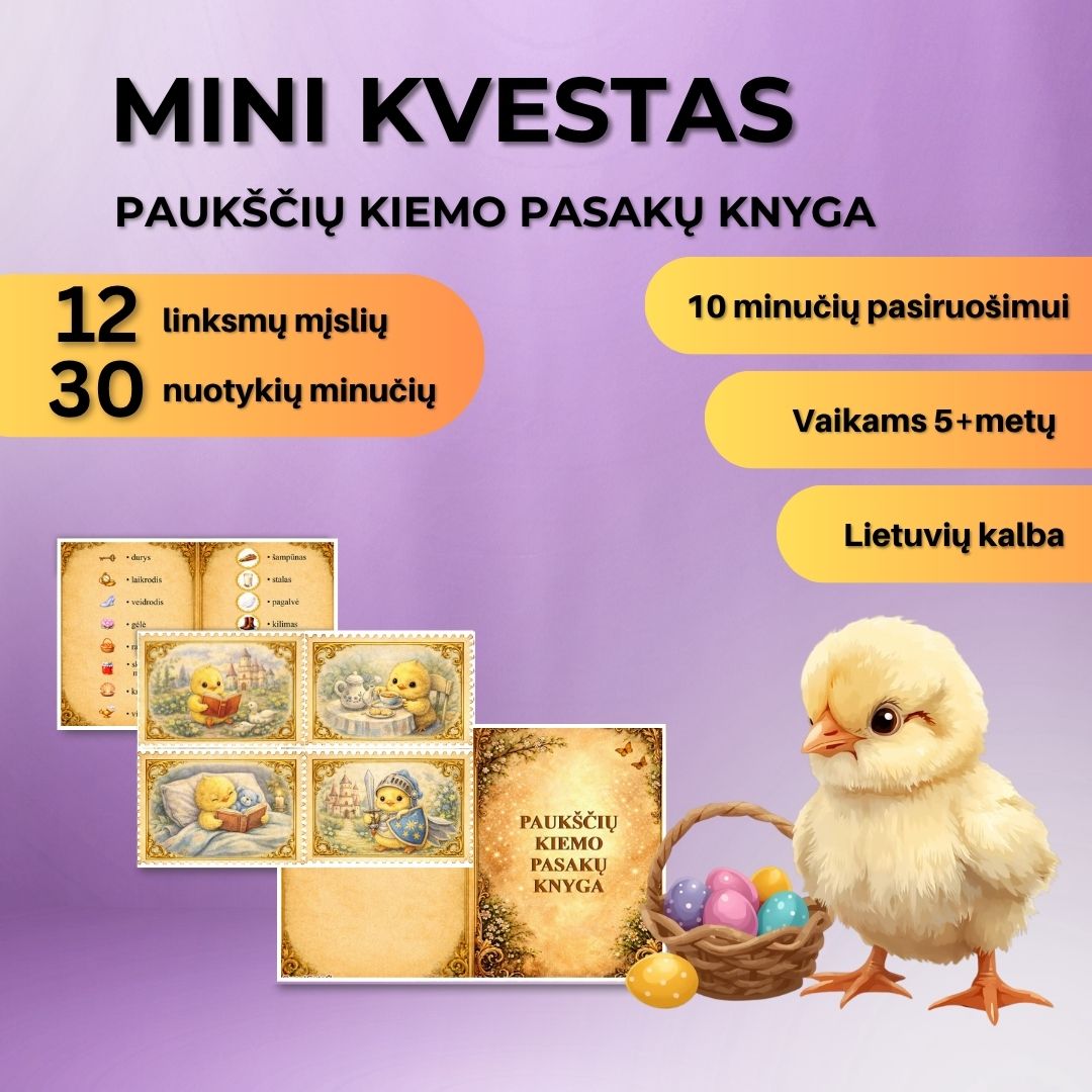 Mini kvestas „Paukščių kiemo pasakų knyga“, lietuvių kalba (PDF failas)