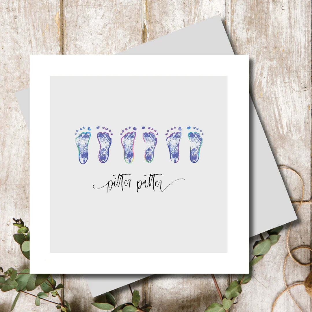 Pitter Patter Blue Greeting Card