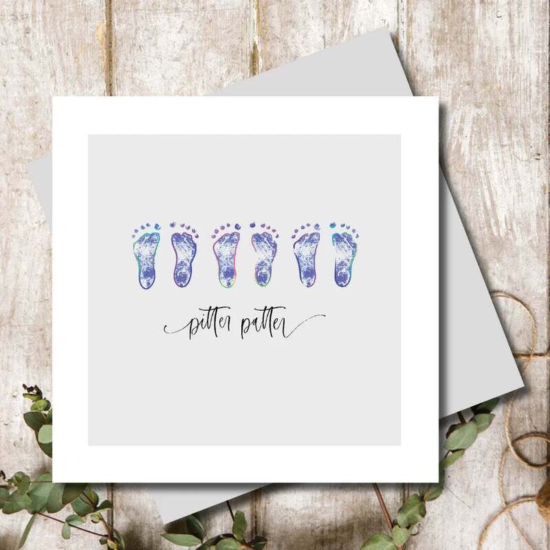 Pitter Patter Blue Greeting Card