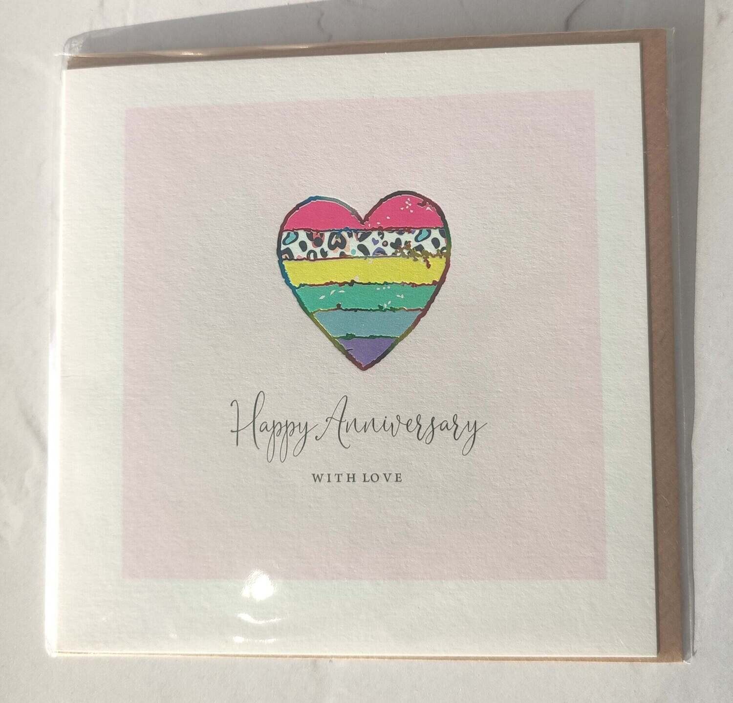Anniversary Rainbow Heart - Greeting Card