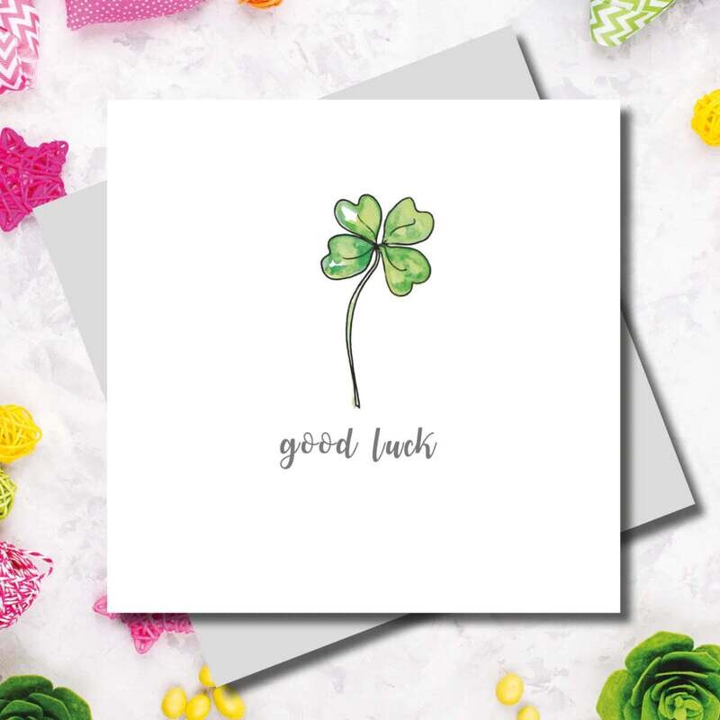 Good Luck  4 Leaf Clover - Greeting Card