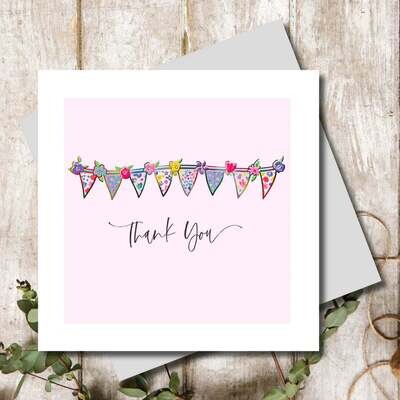 Card - Thank You - Pink Bunting