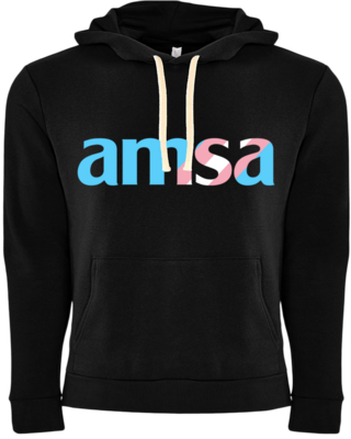 Transgender Flag AMSAPride Hoodie, Color: Black, Size: Small