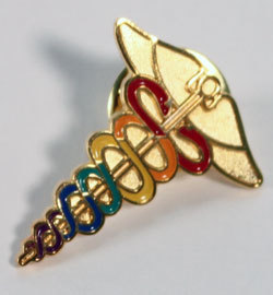 Caduceus Pin--Rainbow