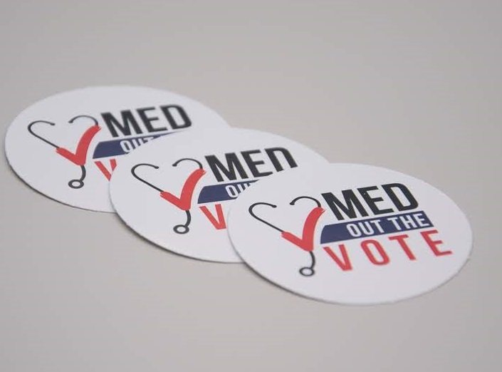 Med Out the Vote stickers (gloss front, bulk pricing available)