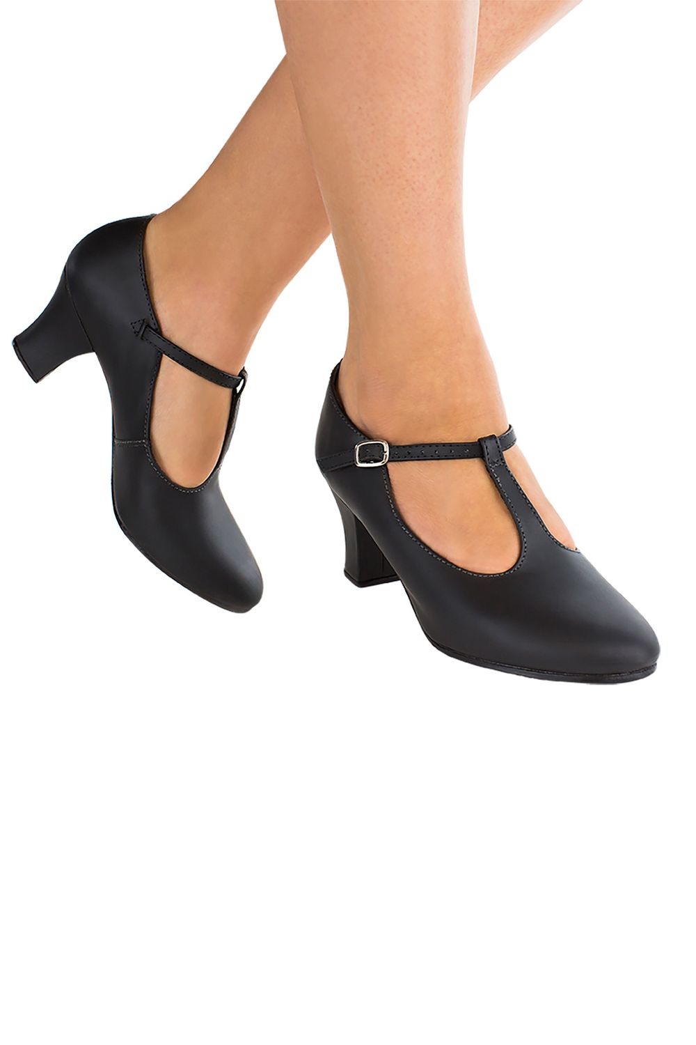 CH54 Christa T-Strap Character Shoe 2&quot;, Color: BLK, Size: 9 M
