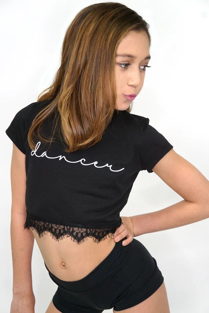 K1010 Dancer Lace Crop, Color: Black, Size: YS