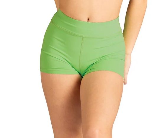 22406C High Waist Booty Short, Color: Luminous Green, Size: 6x-7