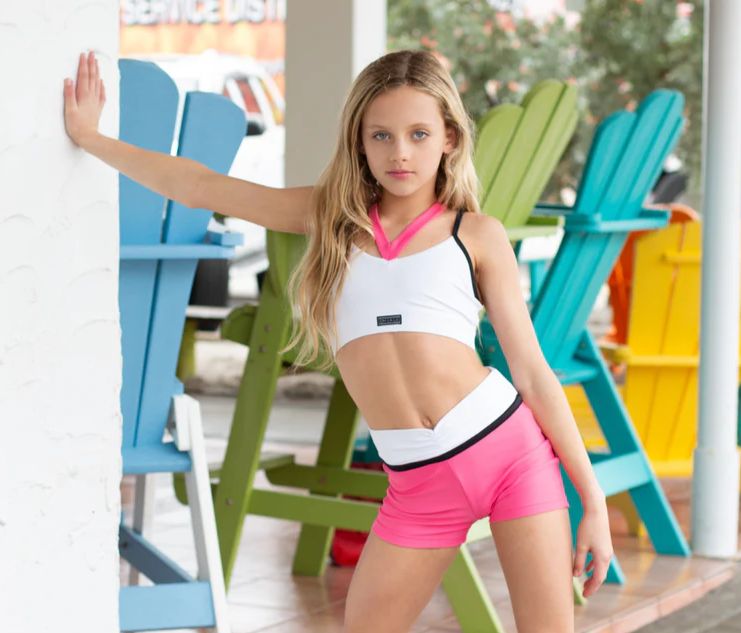 OLL293 The Phoenix Short, Color: White/Black/Hot Pink, Size: CI