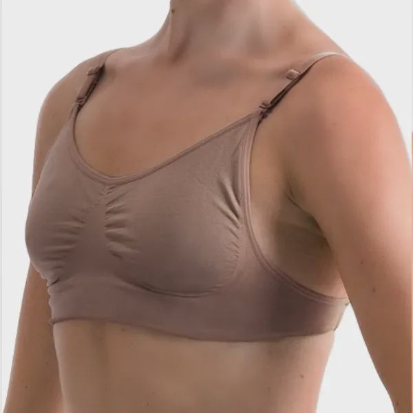 Seamless Bra with Removable Pads, Color: Dk. Nude, Size: 8-12