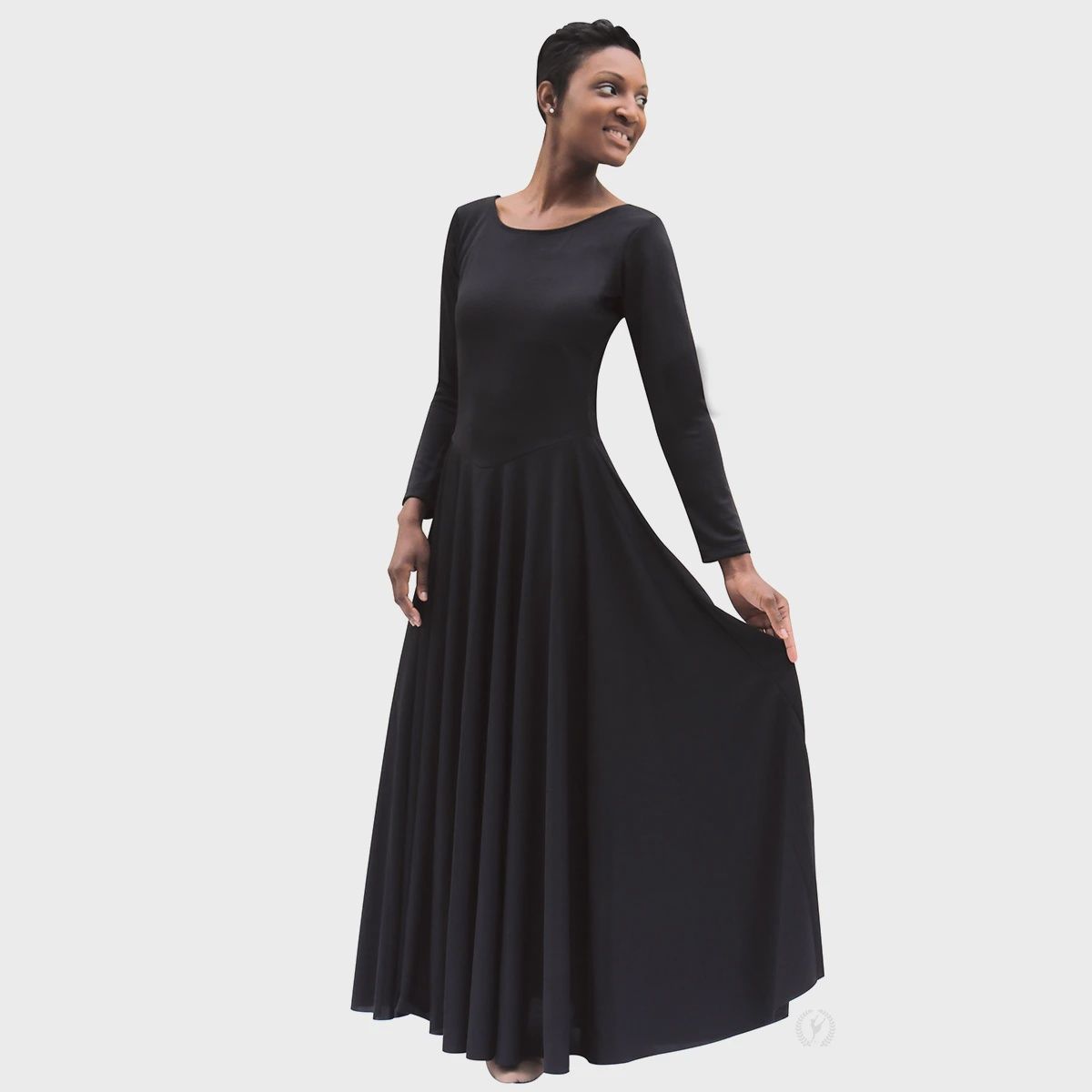 13524 L/S Praise Dress, Color: BLK, Size: XL