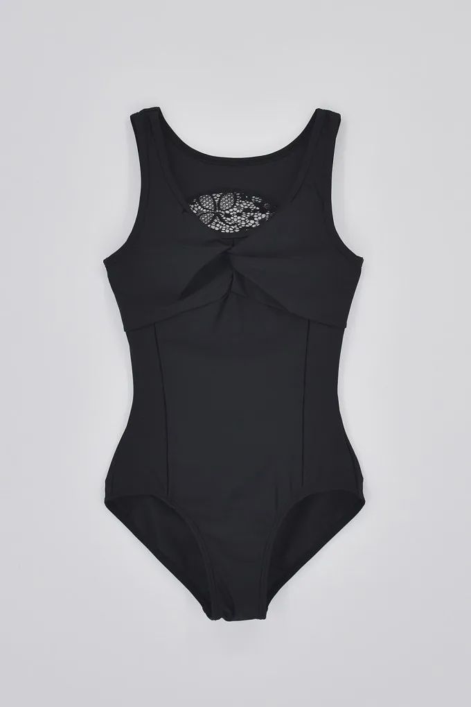 1905H Charis in Hana Lace Tank Leotard, Color: Black, Size: Medium