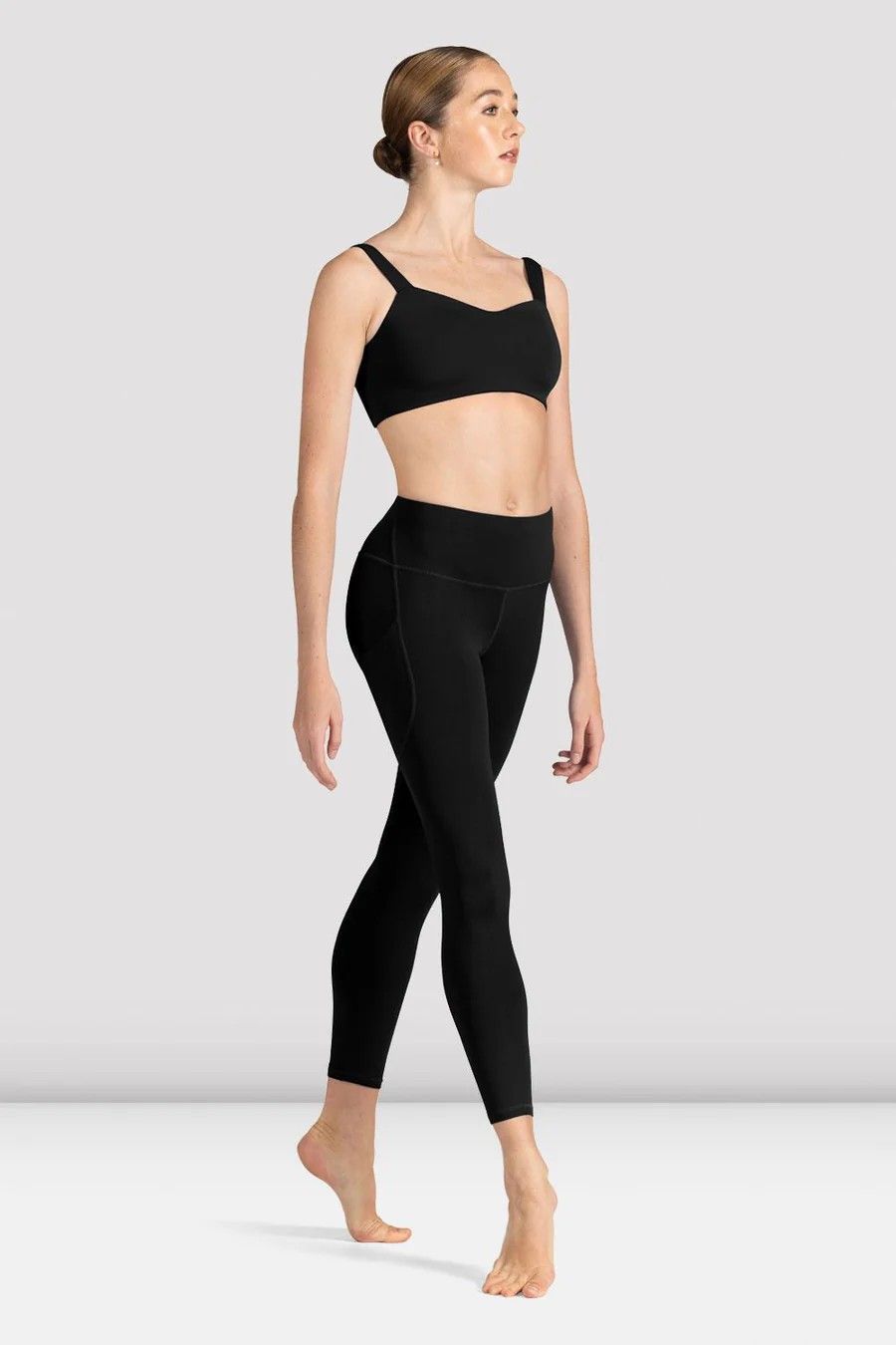 P3398 Paneled 7/8 Leggings, Color: Black, Size: Small