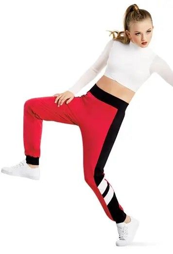 AH10513 Dash Striped Jogger, Color: RED, Size: LC