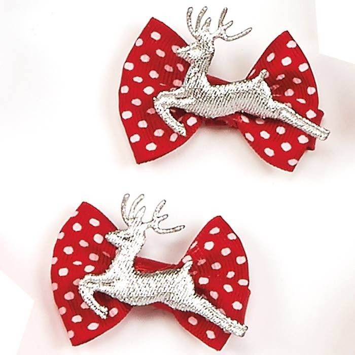 3908 Reindeer Bows Set of 2
