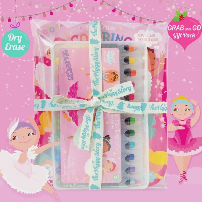 Glitter Ballerina Dry Erase Coloring Book &amp; Crayon GIft Set