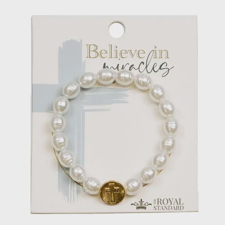 Believe in Miracles Bracelet White/Gold 7&quot;