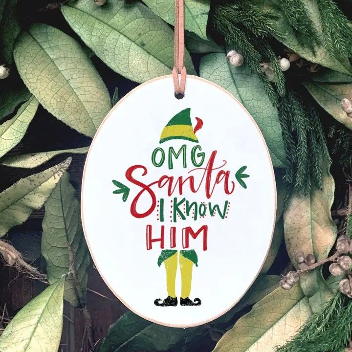 OMG Santa Wooden Ornament