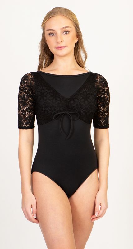 2696A Flower Lace Overlay Leotard
