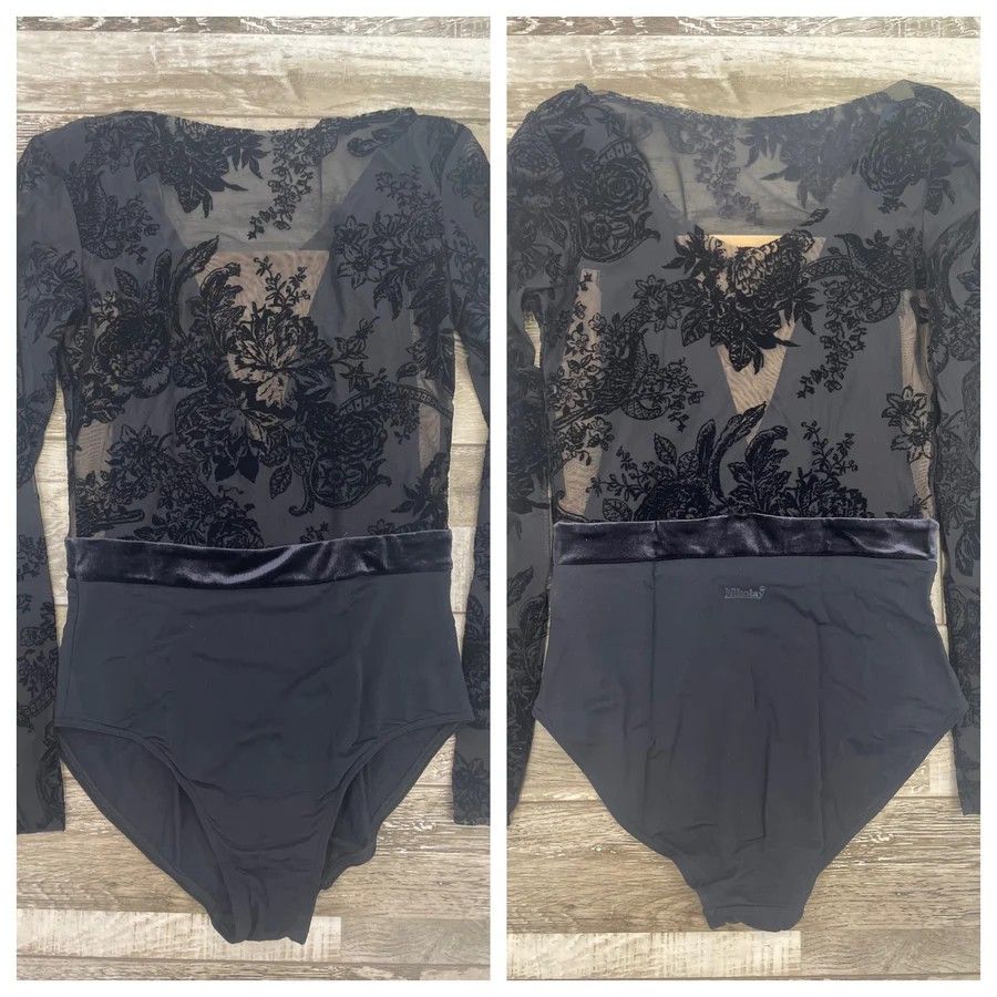 DA4065MPN Secilia Long Sleeve Leotard, Color: Black, Size: Small