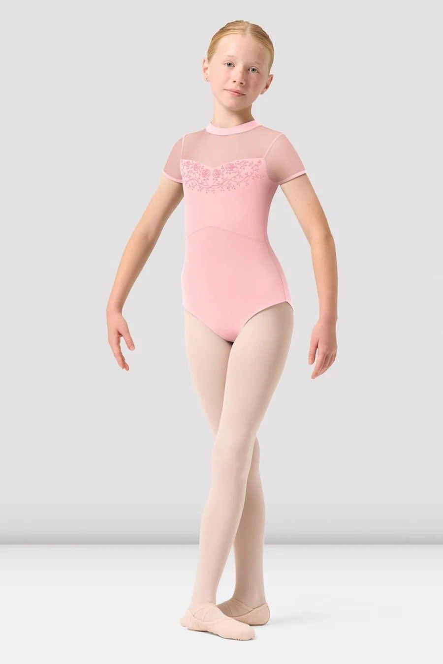 CL0512 Mesh Cap Sleeve Leotard, Color: CDP, Size: 2-4