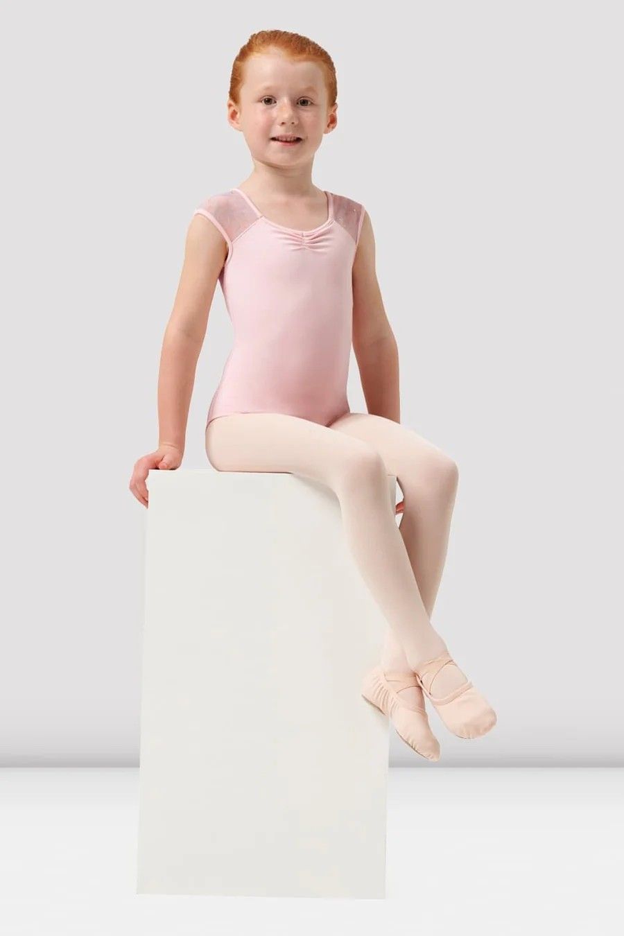 M1558C Mesh Back Cap Sleeve Leotard, Color: PNK, Size: 2-4