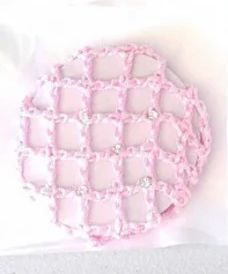 ADS612 Small Bun Cover with Rhinestones, Color: Pink, Size: Small