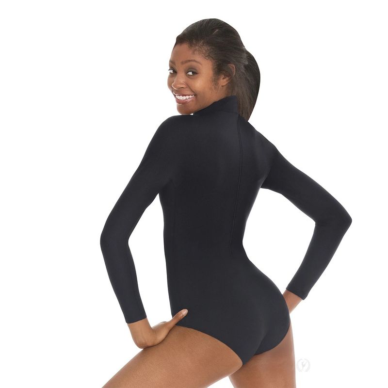 44131 Microfiber Zip Back Mock Neck LS Leotard