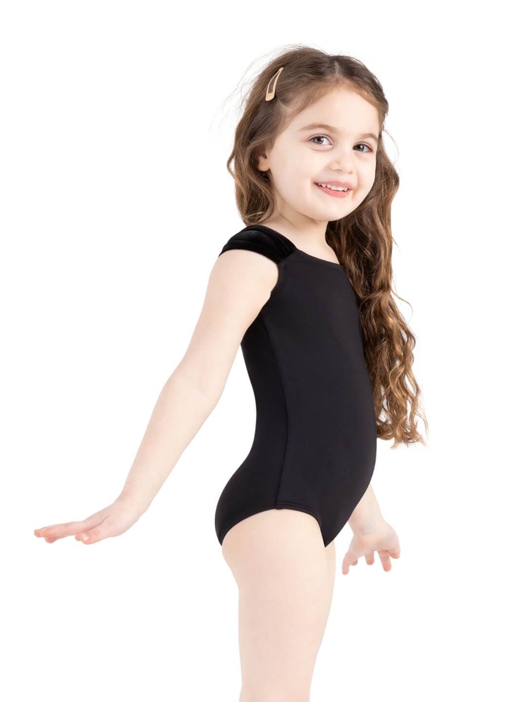 12210C Elizabeth Cap Sleeve Leotard, Color: Black, Size: Toddler